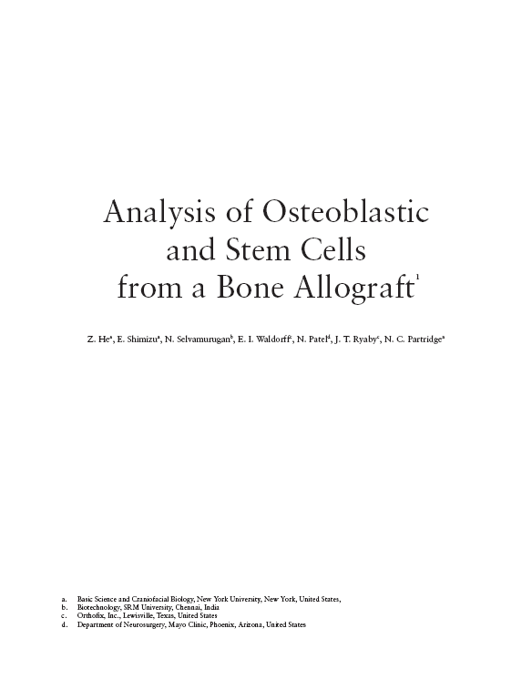 Analysis of Osteoblastic and Stem Cells from a Bone Allograft
